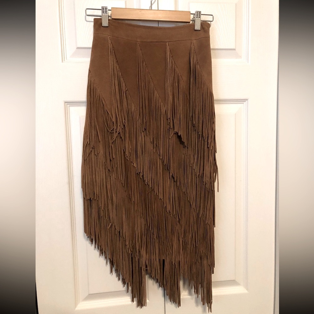Intermix Suede Fringe Skirt- New With Tags!! - Picture 4 of 13